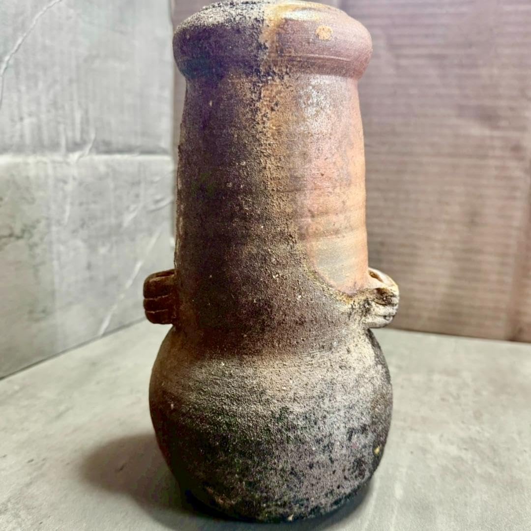 花入れ 作 【備前焼】岡安廣宗 共箱・布付き 花器 華道 茶道 本物保証 共箱・布付き 花入れ 作 備前焼】岡安廣宗 花瓶 花器 華道 茶道 本物保証 工芸品
